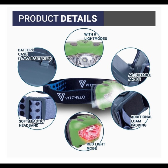 NRFP Headlamp Safety Flashlight 6 Modes Waterproof ❤️ - Picture 3 of 16